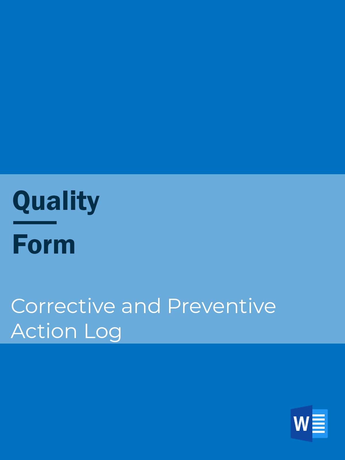 Quality - Form - Corrective and Preventive Action Log