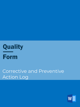 Quality - Form - Corrective and Preventive Action Log