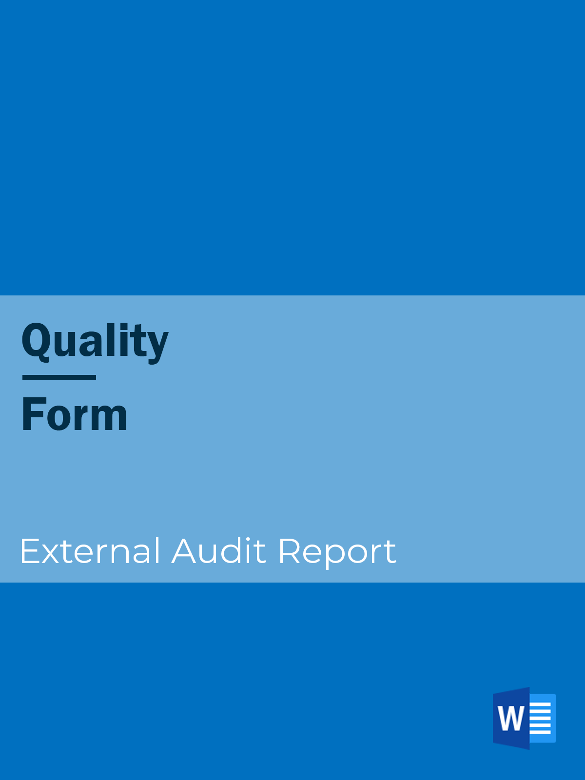 Quality - Form - External Audit Report