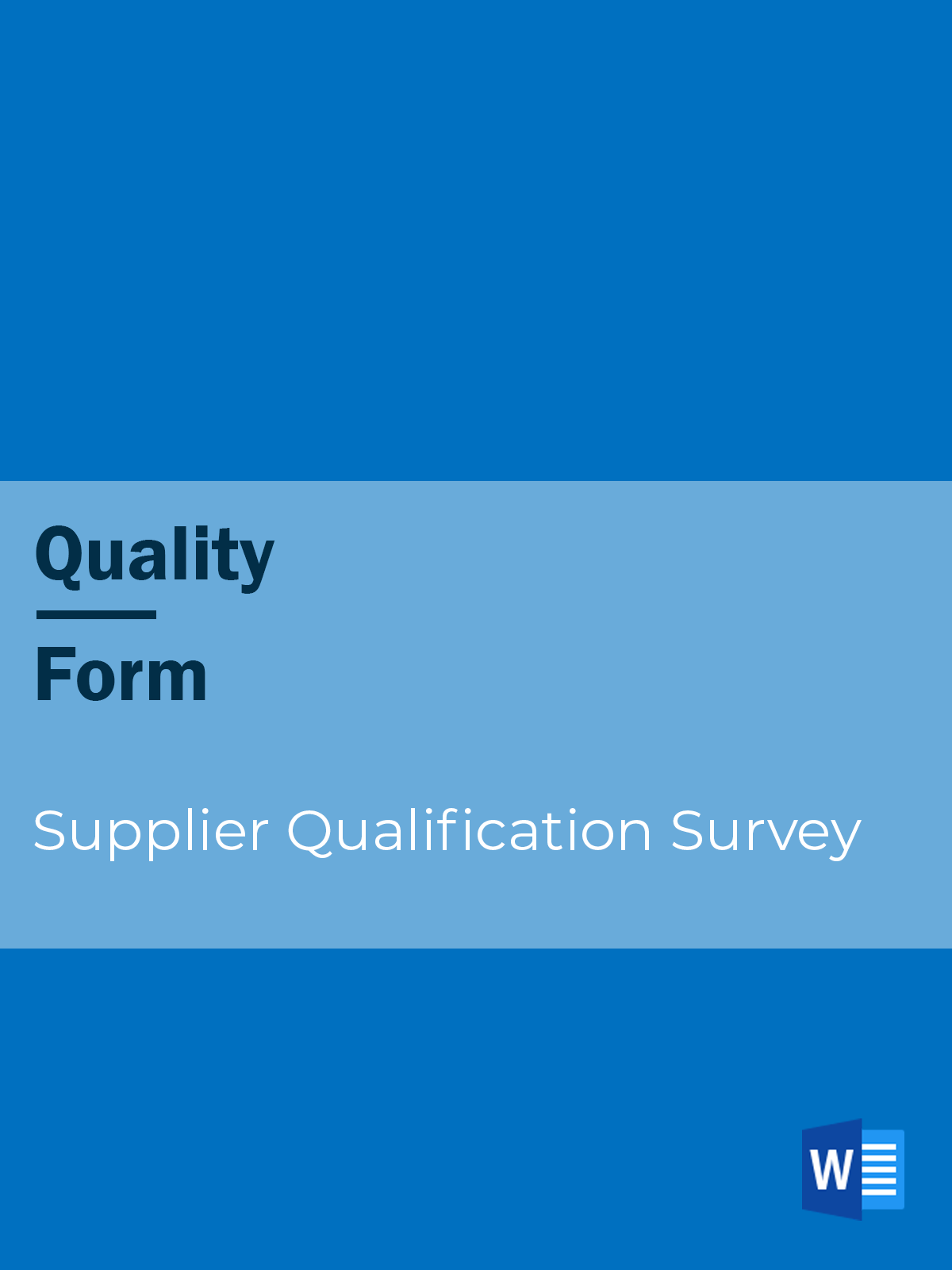 Quality - Form - Supplier Qualification Survey