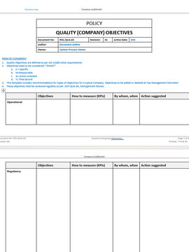 Quality - Policy - Quality (Company) Objectives - 0
