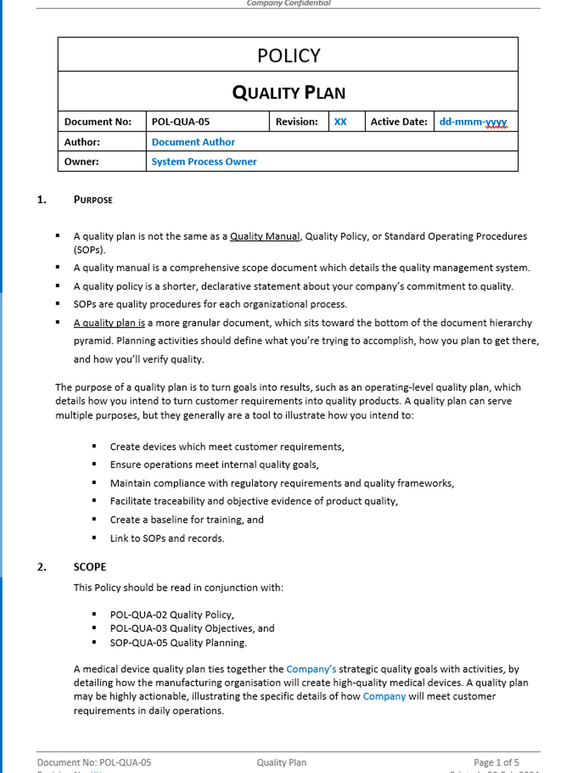 Quality - Policy - Quality Plan