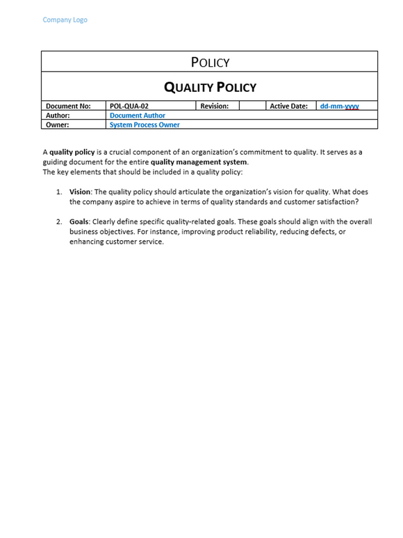 Quality - Policy - Quality Policy
