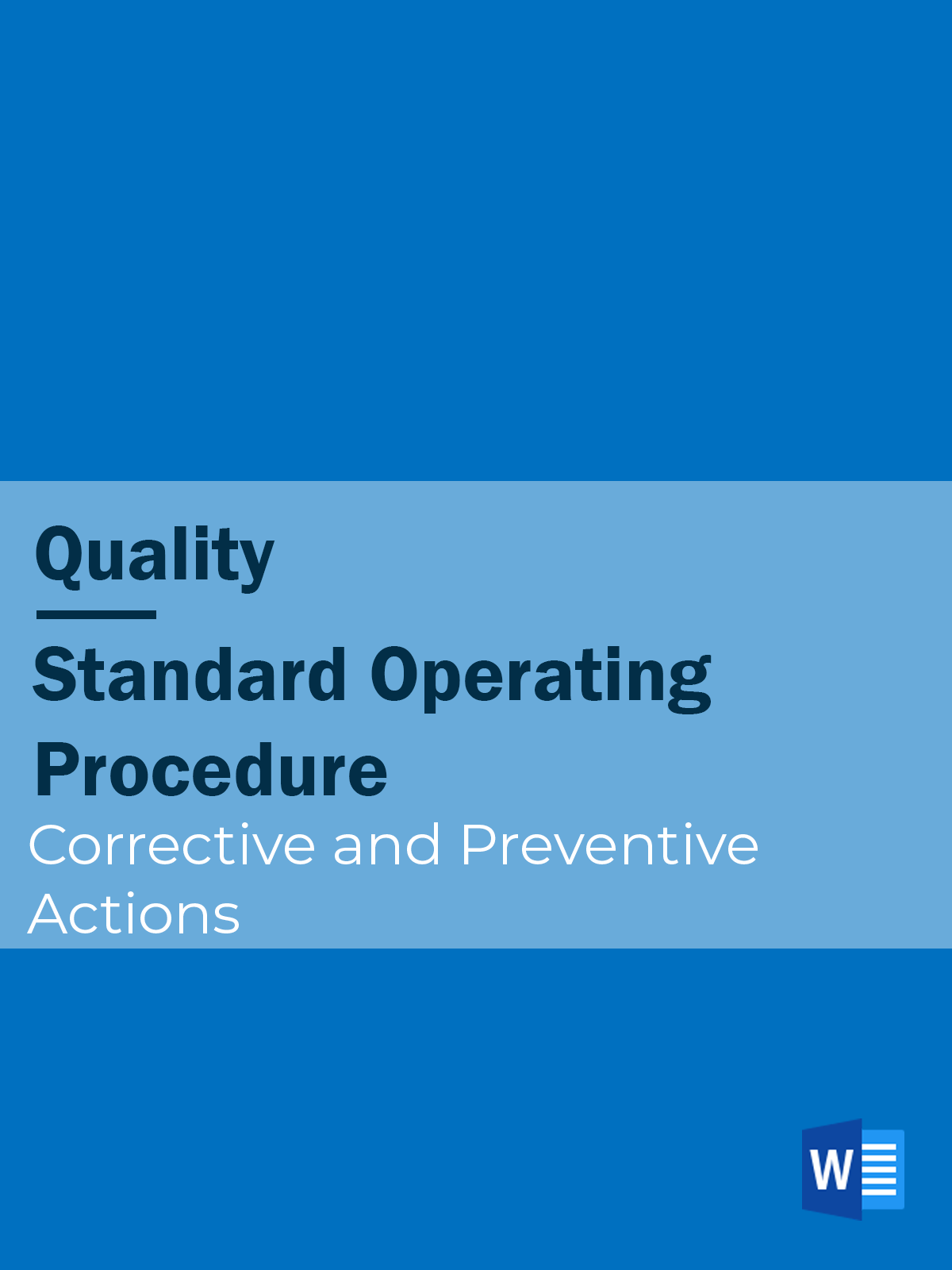 Quality - SOP - Corrective and Preventive Actions