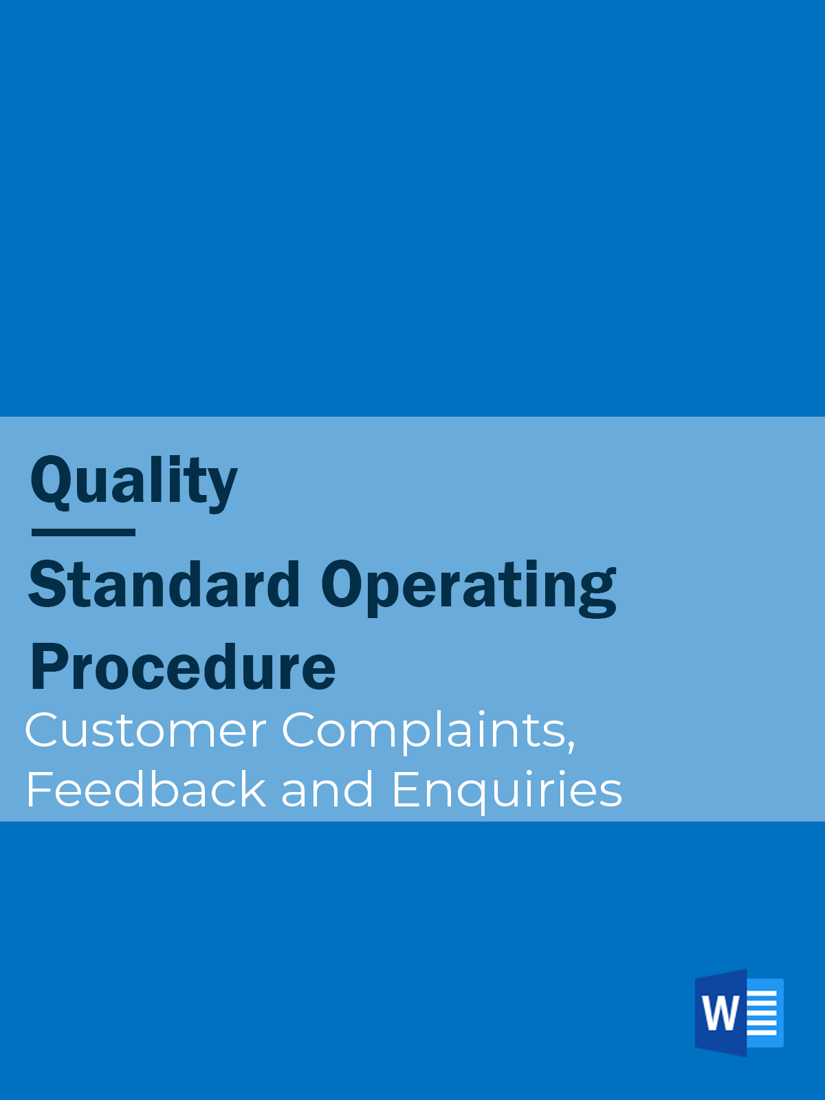 Quality - SOP - Customer Complaints, Feedback and Enquiries