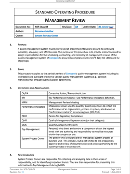 Quality - SOP - Management Review - 0